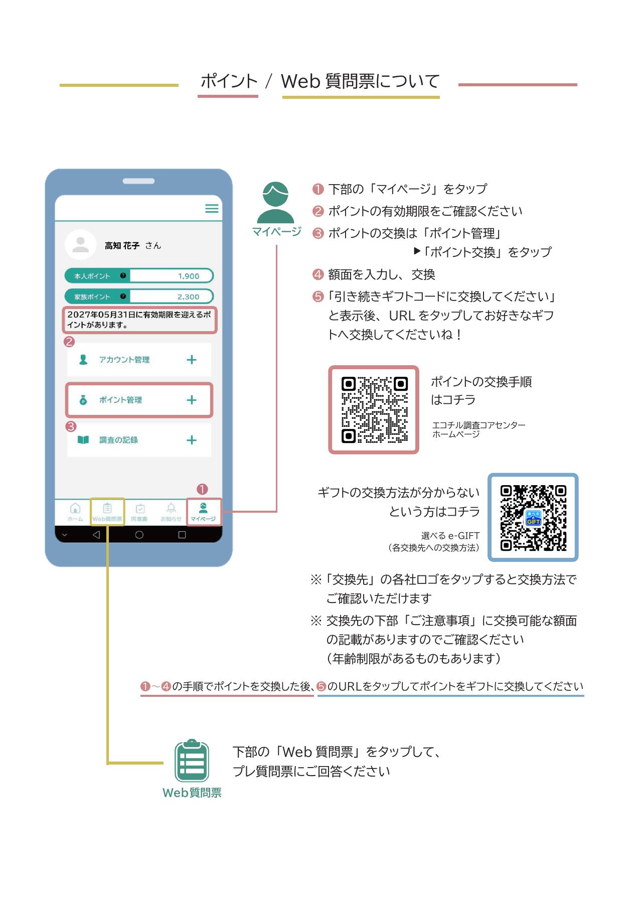 ポイント／Web質問票について